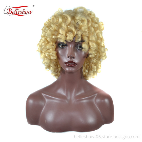 Hot sell wholesale cheap black wig  fashion black African small roll fluffy roll lady wig